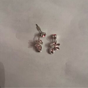 Elegant Pink and Silver Floral Earrings